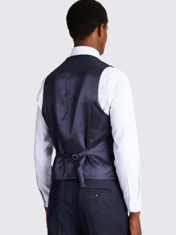 MOSS Blue Slim Twisted Suit Waistcoat Clearance