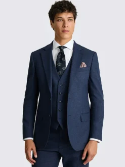 MOSS Blue Tailored Flannel Suit Jacket Best