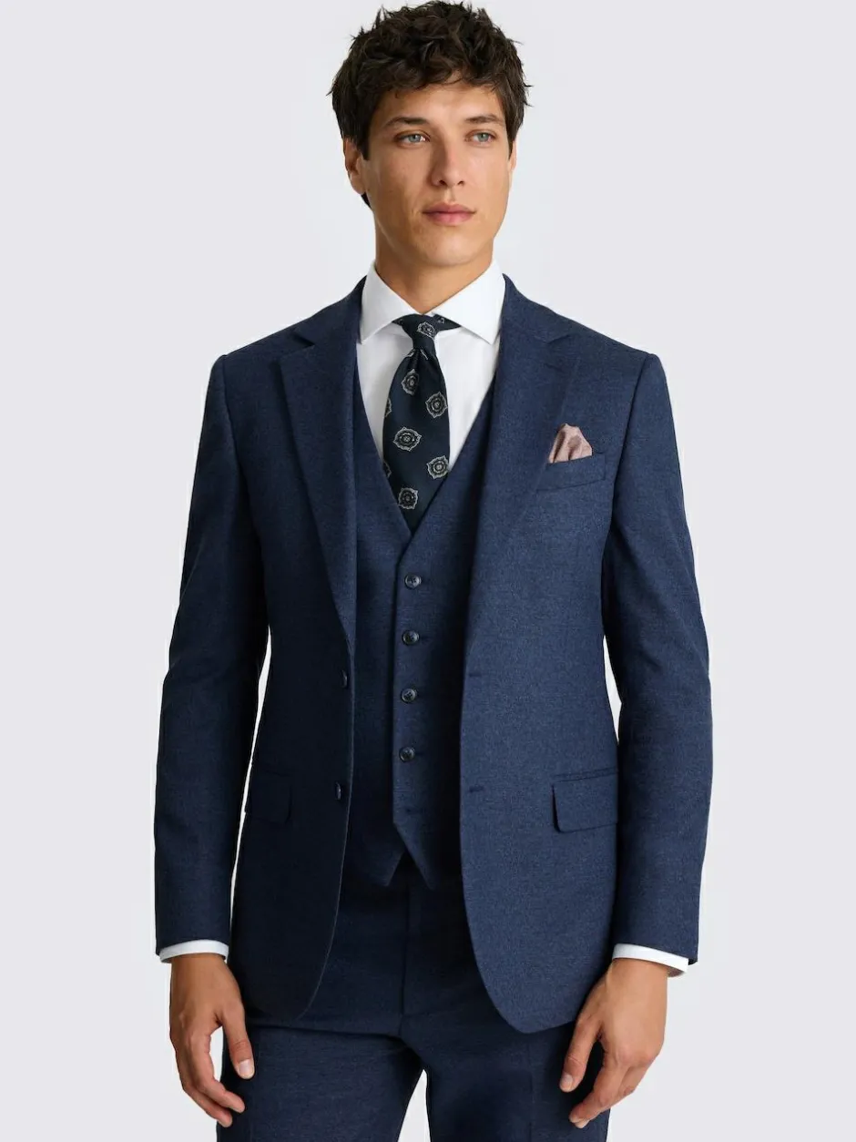 MOSS Blue Tailored Flannel Suit Jacket Best
