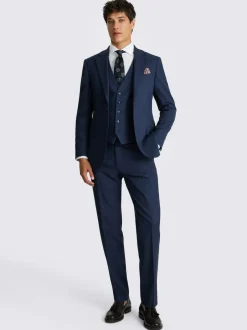MOSS Blue Tailored Flannel Suit Jacket Best