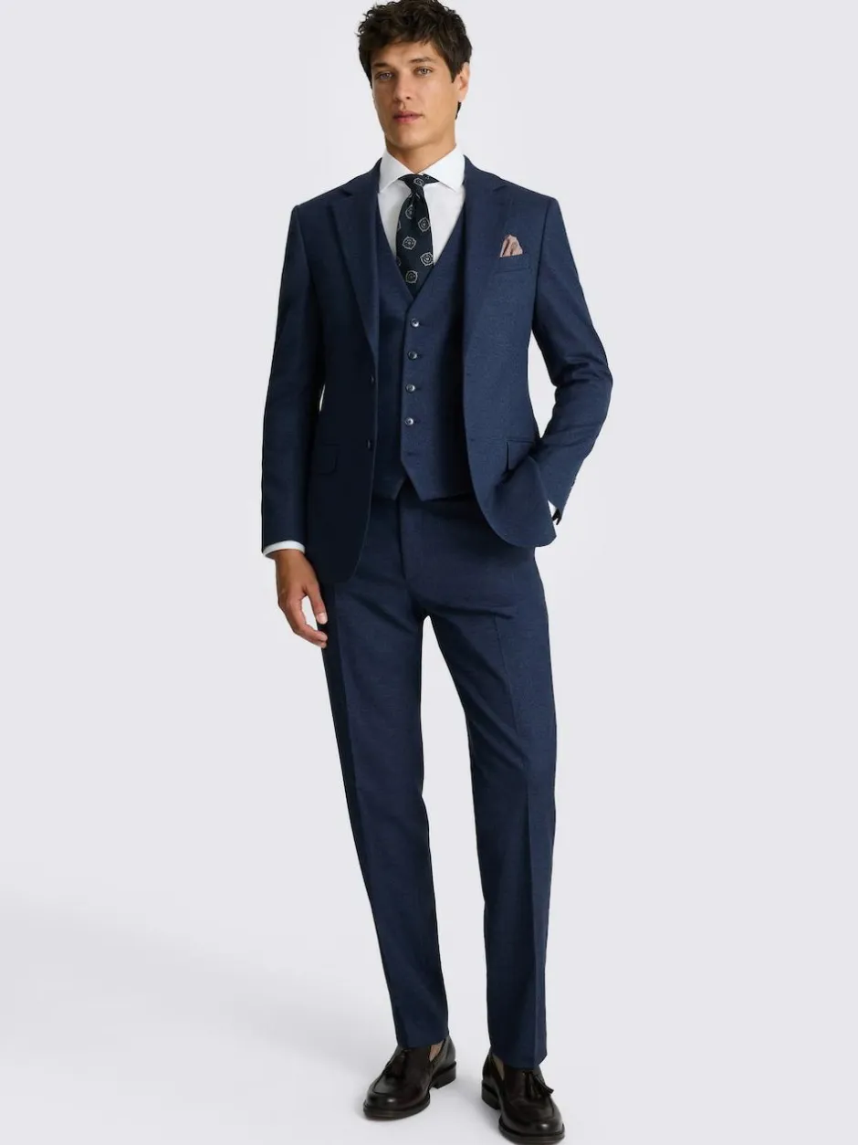 MOSS Blue Tailored Flannel Suit Jacket Best