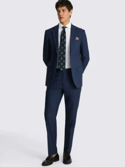 MOSS Blue Tailored Flannel Suit Jacket Best