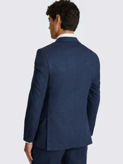 MOSS Blue Tailored Flannel Suit Jacket Best