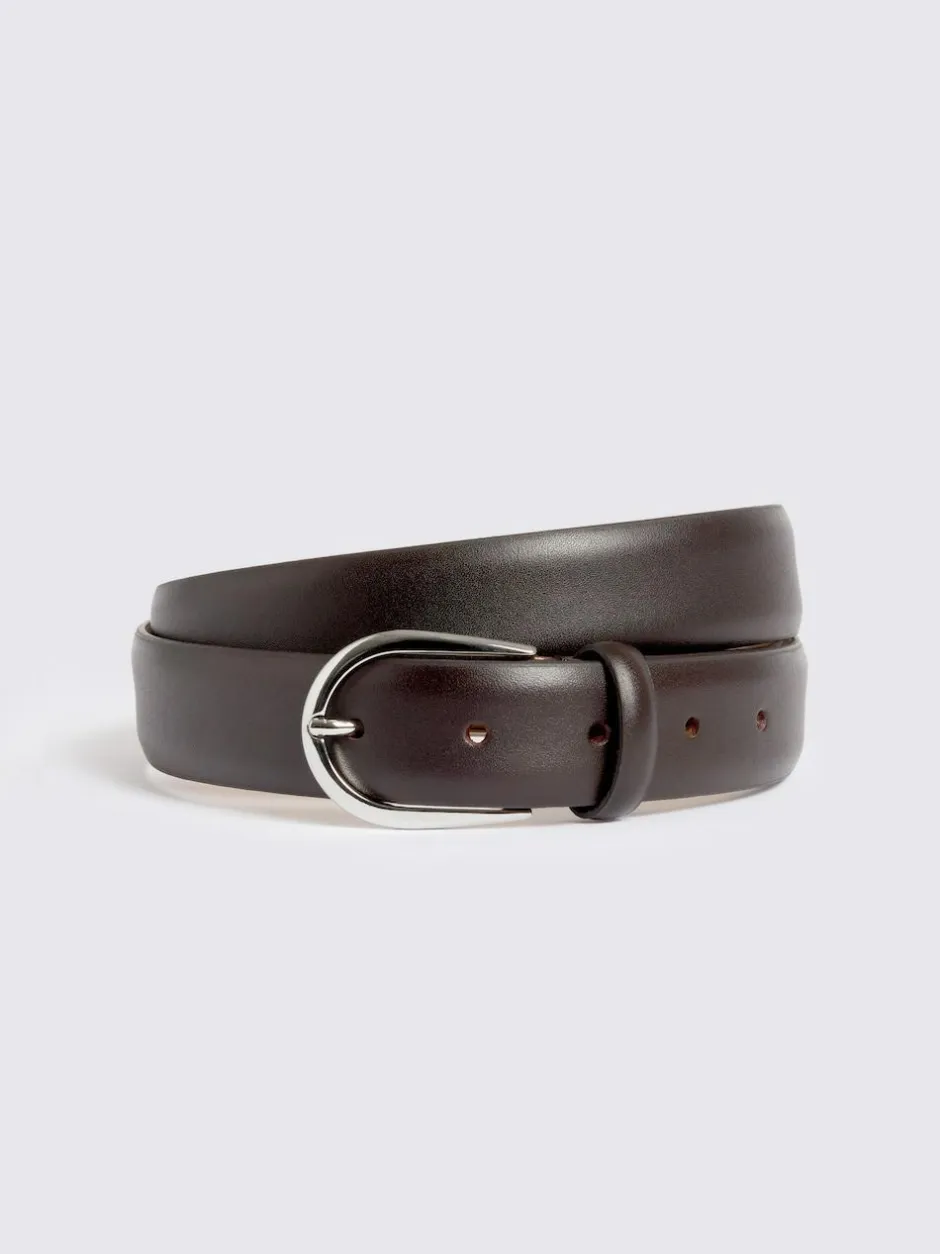 MOSS Italian Leather Belt Dark Brown New