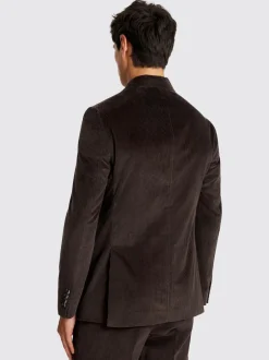 MOSS Dark Brown Tailored Double Breasted Corduroy Suit Jacket Clearance