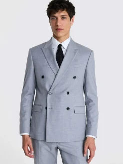 MOSS Slim Double Breasted Stretch Suit Jacket Grey Online