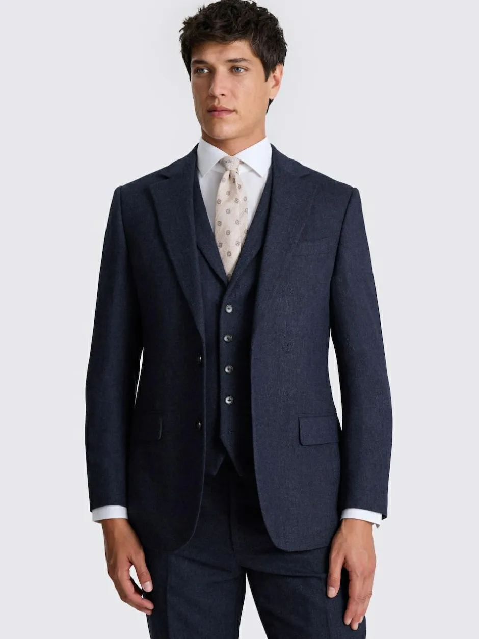 MOSS Tailored Herringbone Suit Jacket Ink Clearance