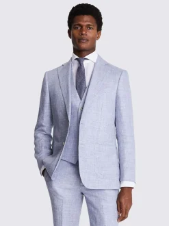 MOSS Light Blue Tailored Fit Linen Jacket Discount