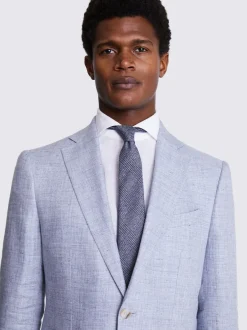 MOSS Light Blue Tailored Fit Linen Jacket Discount