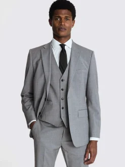 MOSS Light Grey Marl Tailored Performance Suit Jacket Clearance