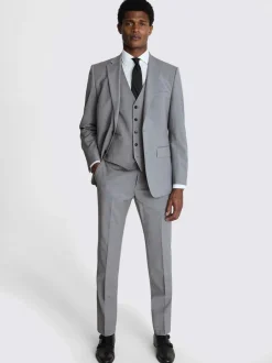 MOSS Light Grey Marl Tailored Performance Suit Jacket Clearance