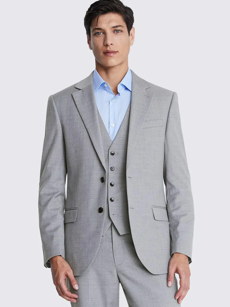 MOSS Regular Fit Stretch Suit Jacket Light Grey Hot