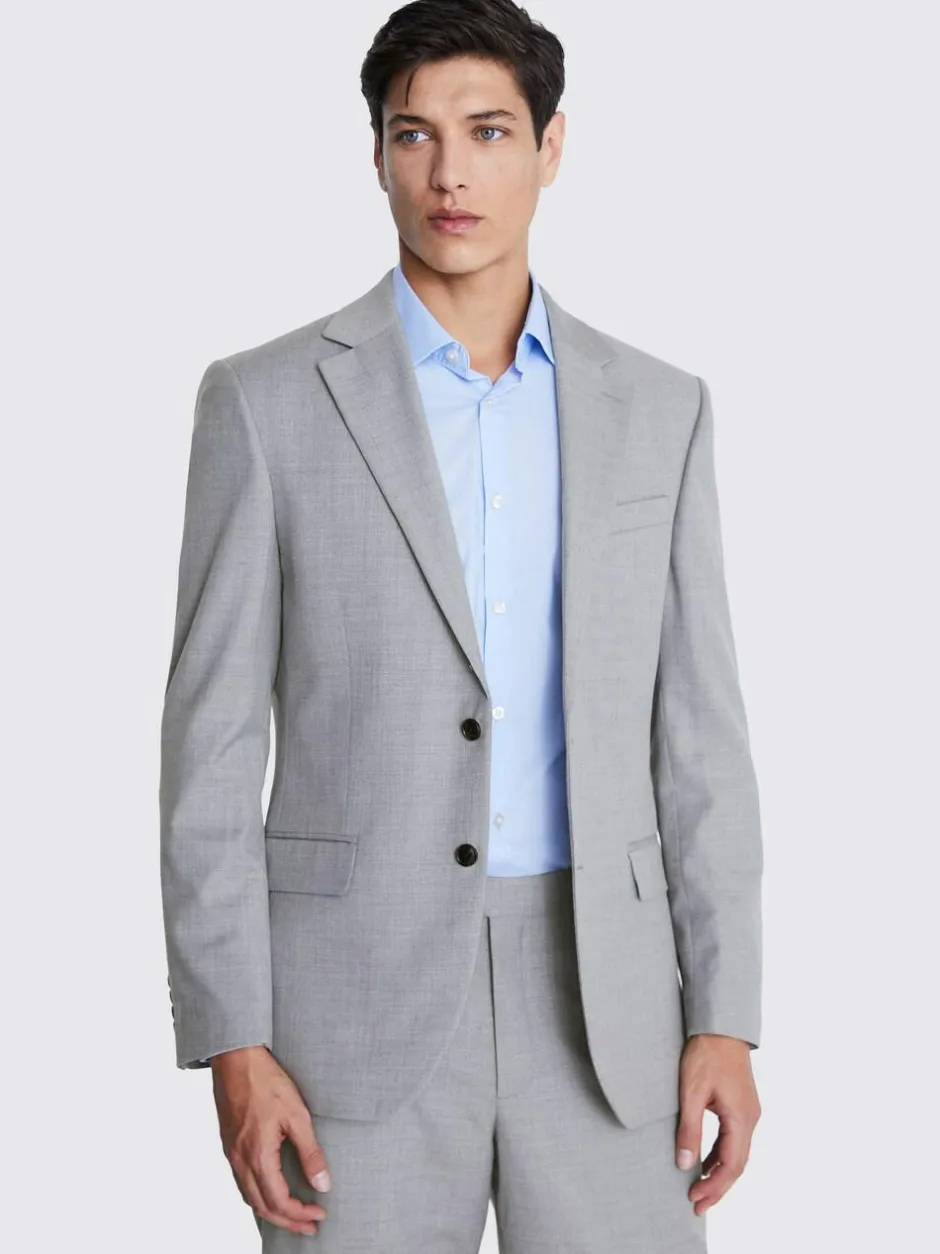 MOSS Regular Fit Stretch Suit Jacket Light Grey Hot