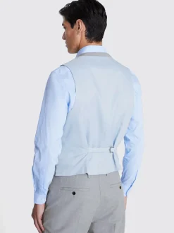 MOSS Regular Fit Stretch Suit Waistcoat Light Grey New