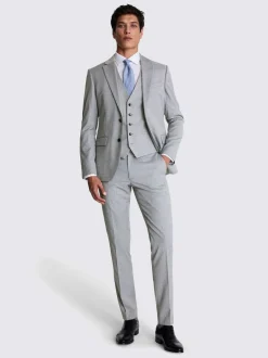 MOSS Slim Regular Fit Stretch Suit Jacket Light Grey New