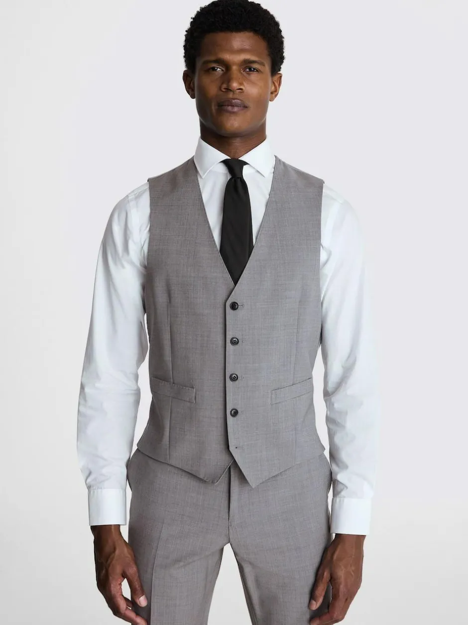 MOSS Light Grey Tailored Performance Suit Waistcoat