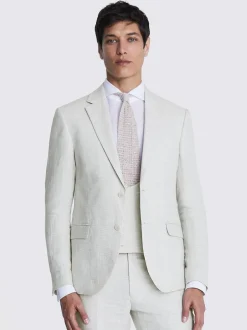 MOSS Natural Slim Fit Puppy Tooth Linen Suit Jacket Sale