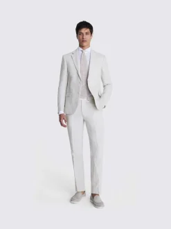 MOSS Natural Slim Fit Puppy Tooth Linen Suit Jacket Sale