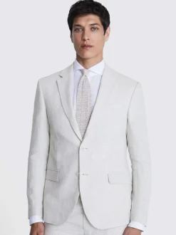 MOSS Natural Slim Fit Puppy Tooth Linen Suit Jacket Sale