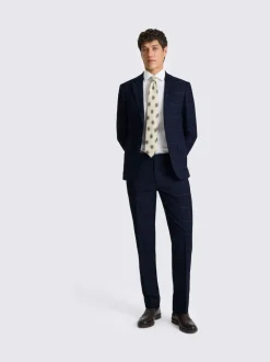 MOSS Navy Black Check Slim Regular Fit Suit Jacket