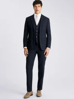 MOSS Navy Black Check Tailored Regular Fit Suit Jacket New