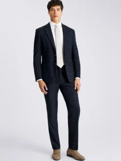 MOSS Navy Black Check Tailored Regular Fit Suit Jacket New