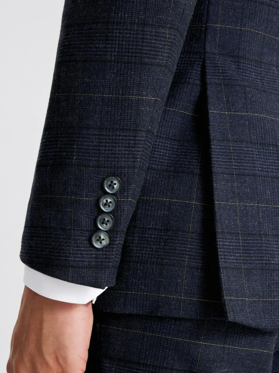 MOSS Navy Black Check Tailored Regular Fit Suit Jacket New