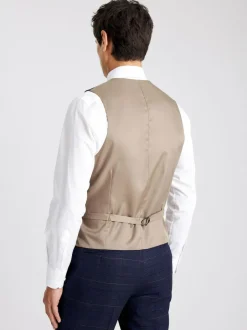 MOSS Navy Black Check Tailored Regular Fit Suit Waistcoat Hot