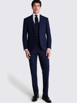 MOSS Navy Check Slim Suit Jacket Hot