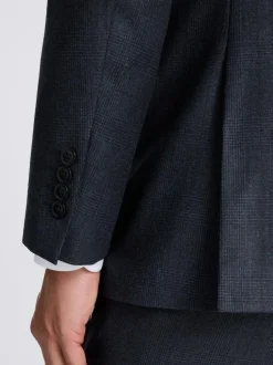 MOSS Navy Check Tailored Performance Suit Jacket Discount