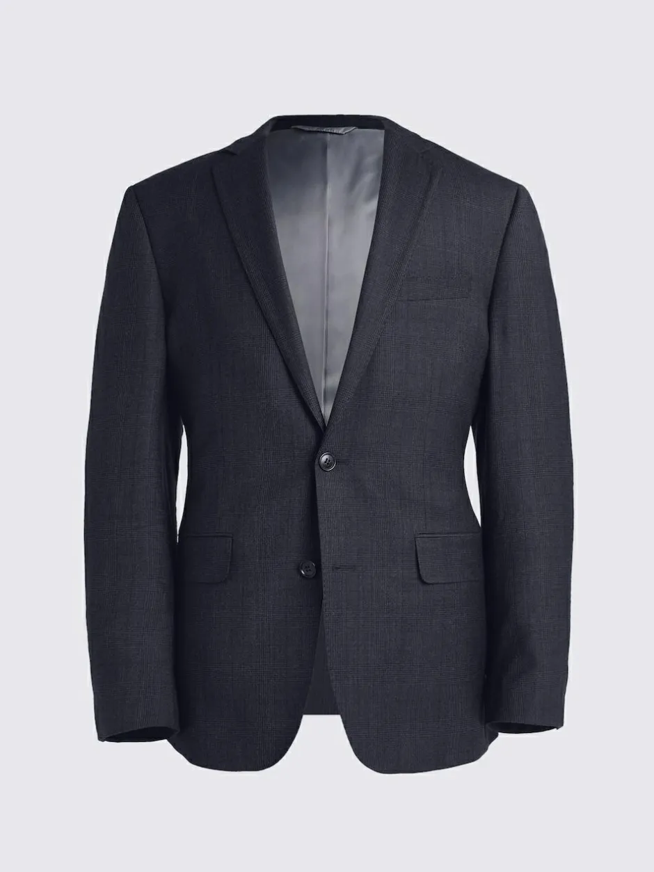 MOSS Navy Check Tailored Performance Suit Jacket Discount