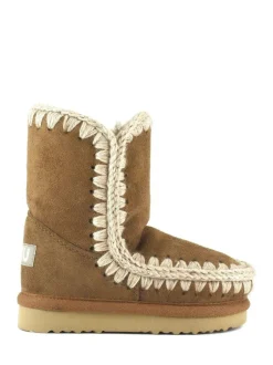 Mou Eskimo Sheepskin Lined Kids Suede Boots Cognac Best
