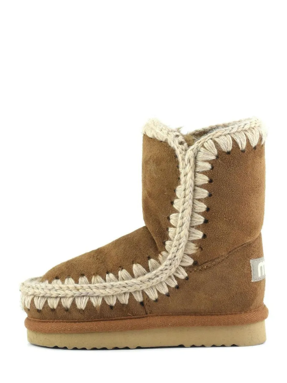 Mou Eskimo Sheepskin Lined Kids Suede Boots Cognac Best