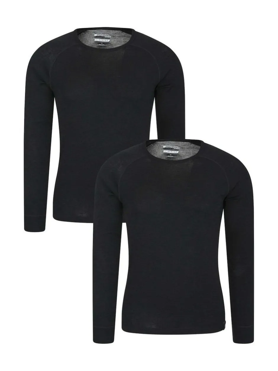Mountain Warehouse Merino Thermal Tops 2 Pack Black New