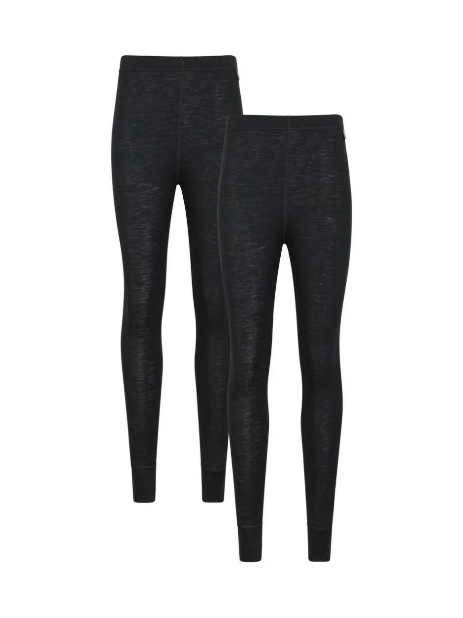Mountain Warehouse Black Womens Merino Thermal Trousers Multipack New