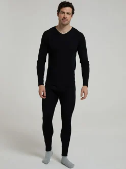 Mountain Warehouse Black Mens Merino II Thermal Baselayer Joggers Sale