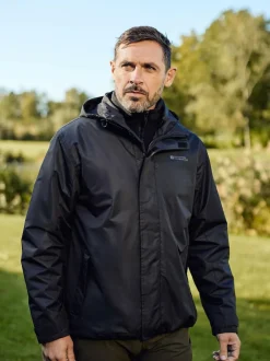 Mountain Warehouse Black Mens Fell 3-In-1 Water Resistant Jacket