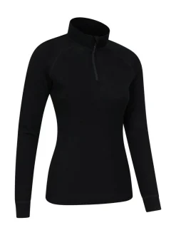 Mountain Warehouse Black Womens Merino Zip Neck Thermal Top Outlet