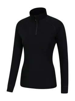 Mountain Warehouse Black Womens Merino Zip Neck Thermal Top Outlet