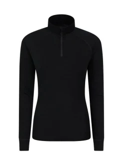 Mountain Warehouse Black Womens Merino Zip Neck Thermal Top Outlet