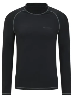 Mountain Warehouse Mens Long Sleeve Rash Vest Black Clearance