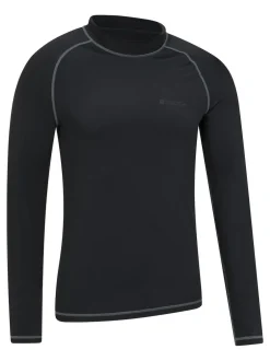 Mountain Warehouse Mens Long Sleeve Rash Vest Black Clearance