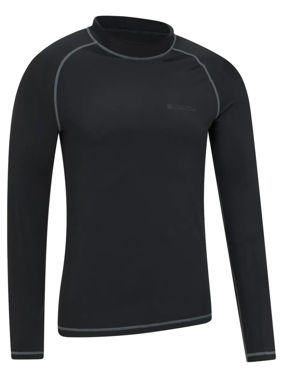 Mountain Warehouse Mens Long Sleeve Rash Vest Black Clearance