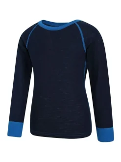 Mountain Warehouse Merino II Kids Round Neck Thermal Top Blue Hot