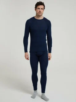 Mountain Warehouse Merino Mens Round Neck Thermal Top Blue Sale