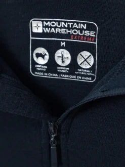 Mountain Warehouse Mens Merino Quarter Zip Thermal Top Blue New