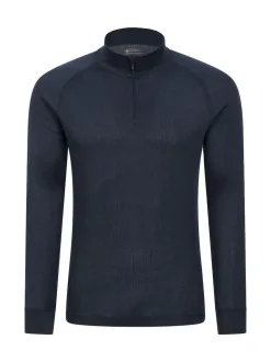 Mountain Warehouse Mens Talus Quarter Zip Thermal Top Dark Blue Online