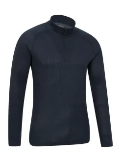 Mountain Warehouse Mens Talus Quarter Zip Thermal Top Dark Blue Online