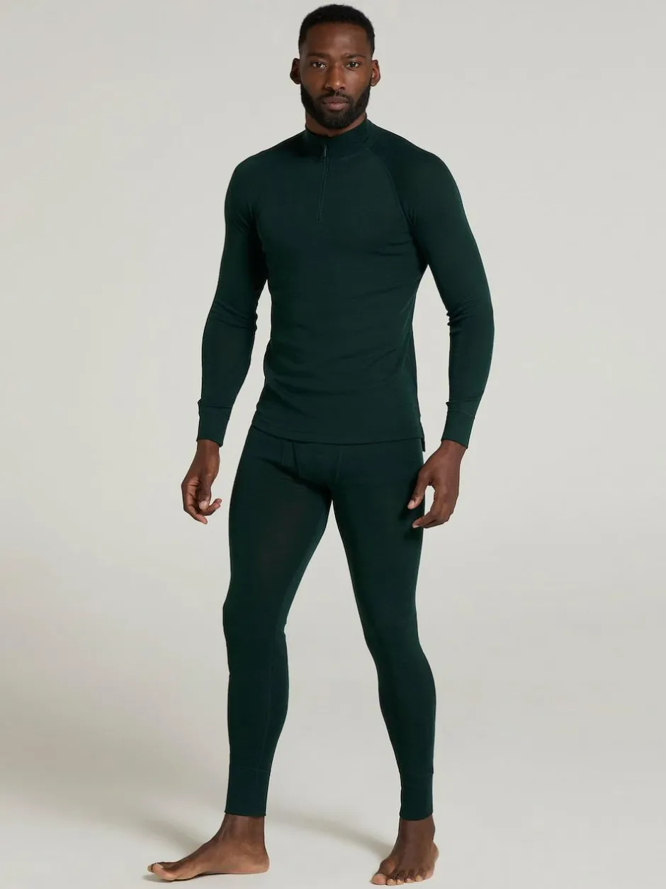 Mountain Warehouse Green Merino II Mens Zip Neck Base Layer Top Clearance