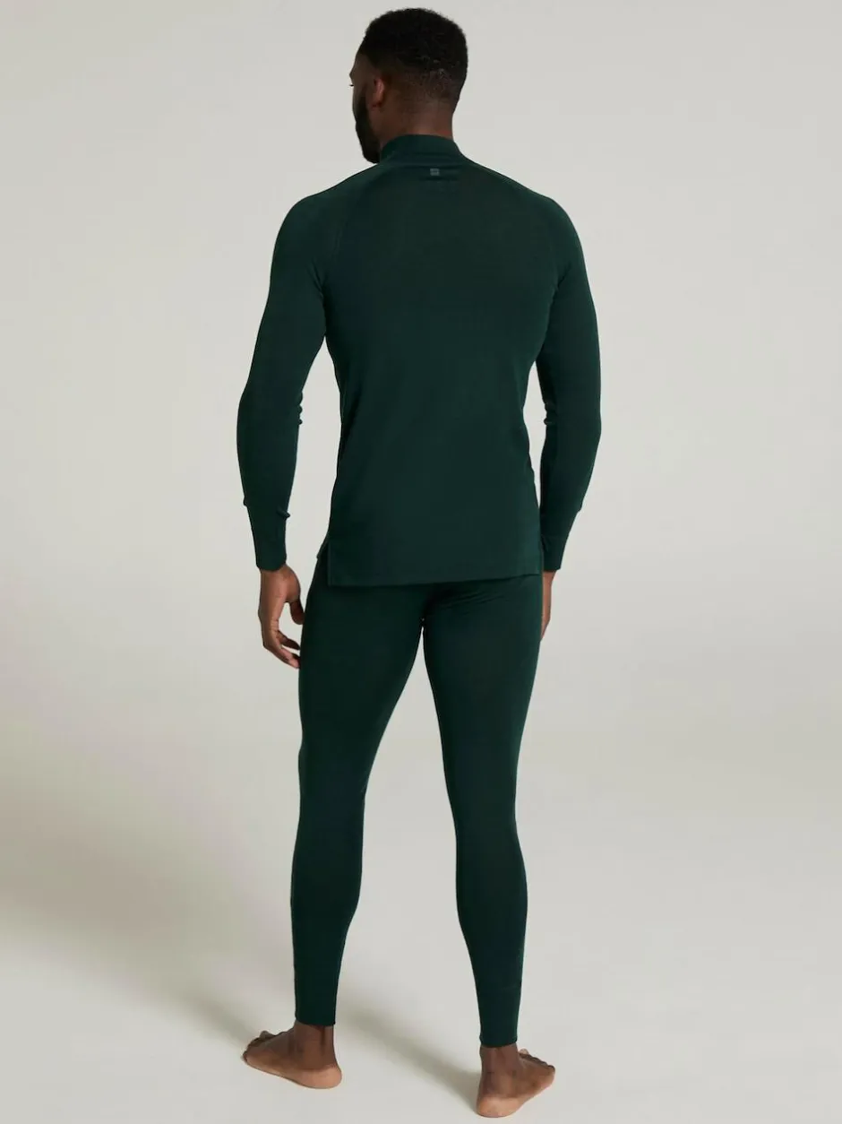 Mountain Warehouse Green Merino II Mens Zip Neck Base Layer Top Clearance